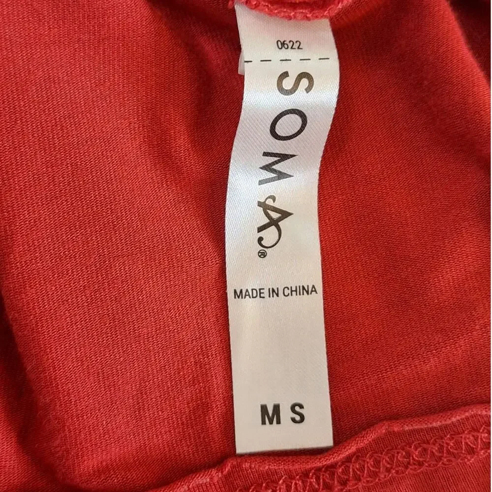 Soma Shirt Women's Medium Short Red Loungewear Intimates Comfy Pajamas Sleepwear
